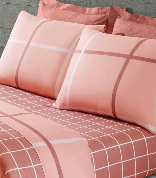 Jogo Capa De Edredom Casal 3 Peças Lar E Lazer Rosa