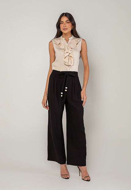 Regata Alfaiataria Com Babados Marfim Salvatore