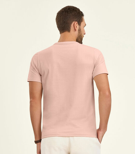 Camiseta Masculina Manga Curta Meia Malha Diametro Rosa