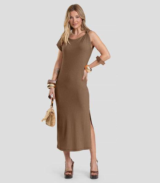Image_Vestido Midi Canelado Dianna Marrom