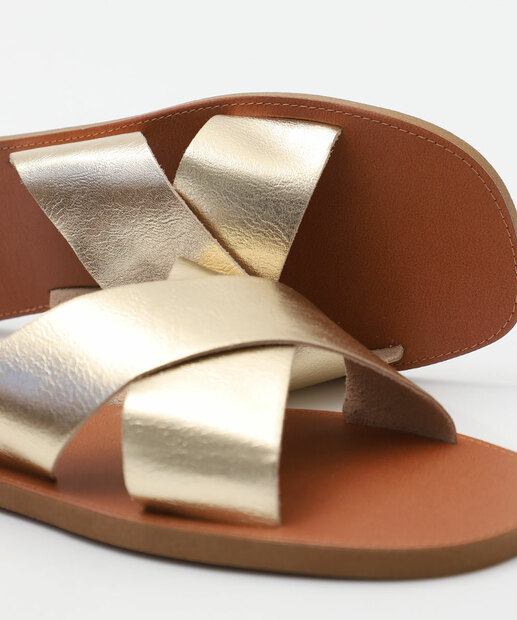 Rasteirinha Feminina Metalizada Marisa Dourado