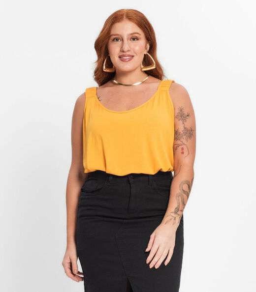 Image_Blusa De Alça Feminina Plus Size Secret Glam Amarelo