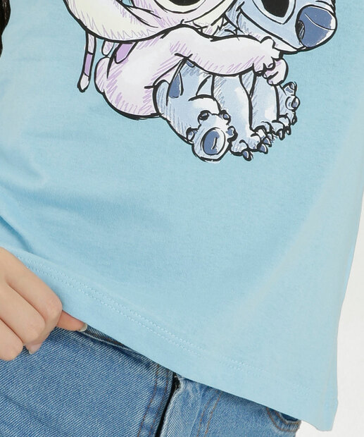 Camiseta Juvenil Angel E Stitch Disney Tam 10 a 16