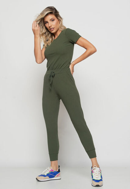 Kit 3 Blusas  Básicas Comfy Malha Canelada Preta, Verde e Grafite