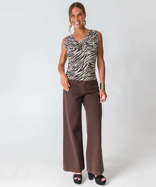 Blusa Feminina Degagê Estampada Marisa Bege