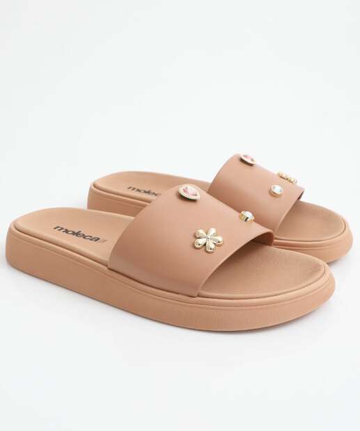 Chinelo Feminino Slide Moleca Bege