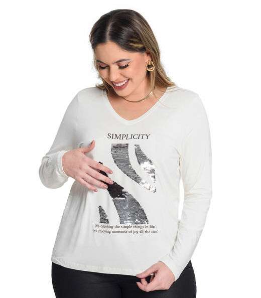 Blusa Manga Longa Viscotorcion Secret Glam Bege