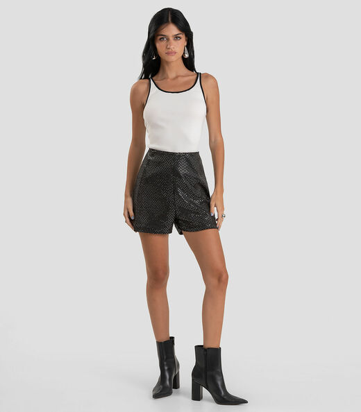 Shorts Feminino em Malha Lantejoula Dianna Preto