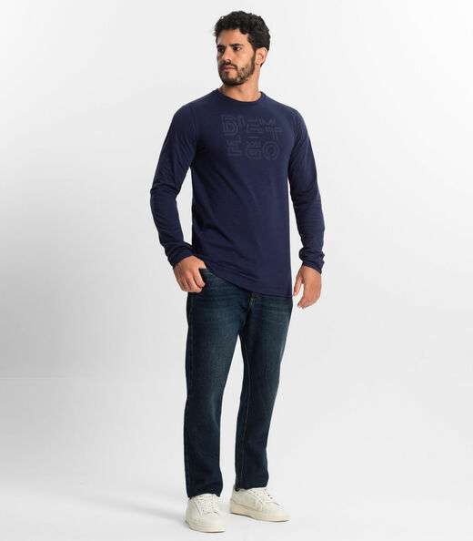 Camiseta Masculina Manga Longa Diametro Azul