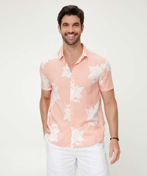 Image_Camisa Masculina Estampa Folhas Manga Curta MR