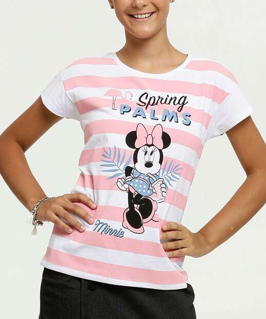 Blusa Juvenil Estampa Minnie Manga Curta Disney
