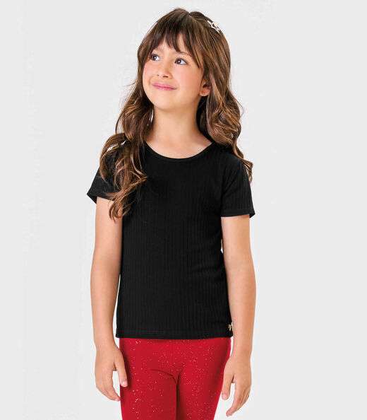 Blusa Infantil Feminina Canelada Trick Nick Preto
