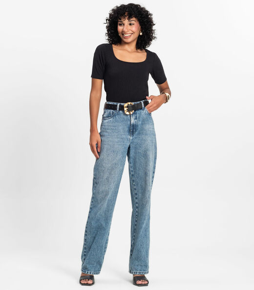 Blusa em Ribana Canelada Rovitex Preto