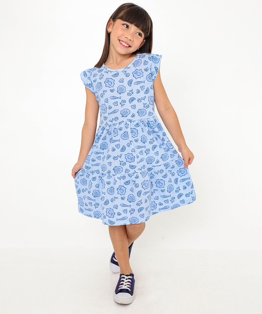 Vestido Infantil Três Marias Estampado Marisa Tam 4 a 10 Azul