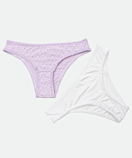 Image_Kit 2 Calcinhas Biquíni Microfibra Flores Marisa Lilás