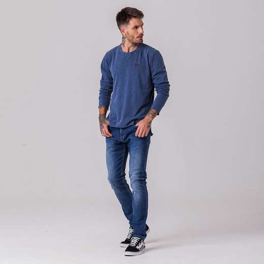 Camiseta Masculina Manga Longa Marinho Rock e Soda