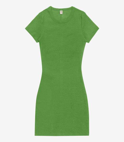 Vestido Acinturado Em Ribana Canelada Rovitex Verde