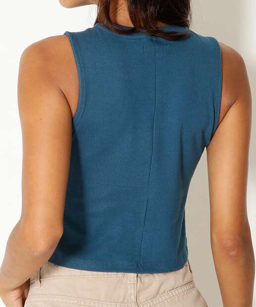 Blusa Regata Feminina Canelada Gola Alta Marisa