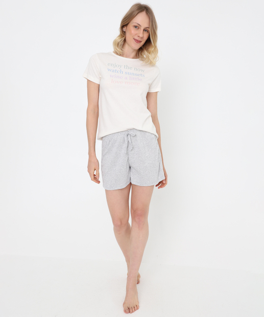 Pijama Feminino Estampa Frase Marisa Off White