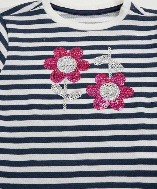 Vestido Infantil Listrado Paetês Marisa Tam 4 a 10