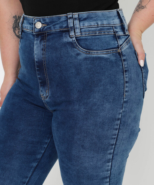 Calça Plus Size Feminina Skinny Jeans Sawary Azul