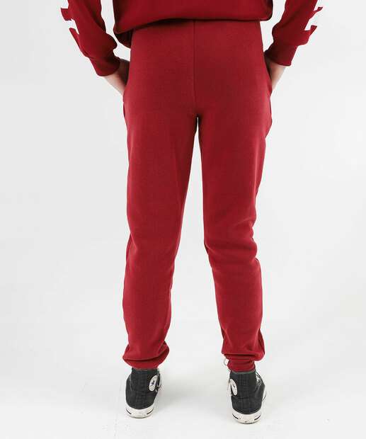 Calça Juvenil Moletom Bolsos Marisa Tam 10 a 16 Vermelho
