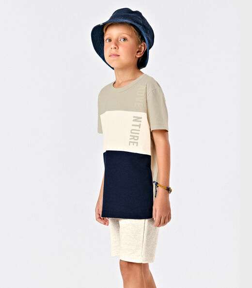 Conjunto Menino Camiseta Com Bermuda Trick Nick Bege
