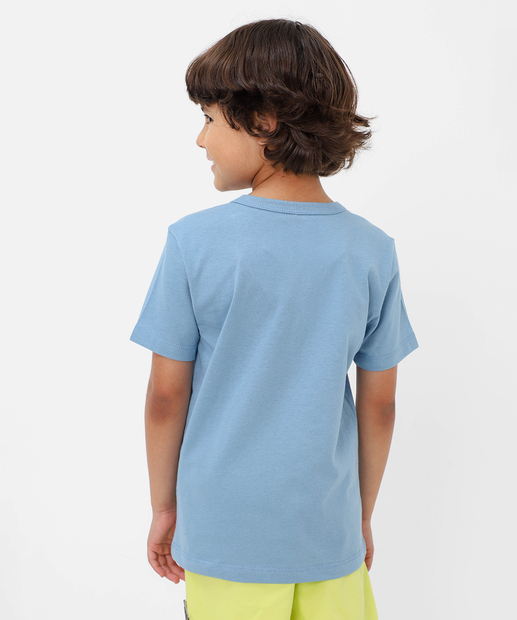 Camiseta Infantil Estampa Frontal MR Tam 4 a 10 Azul