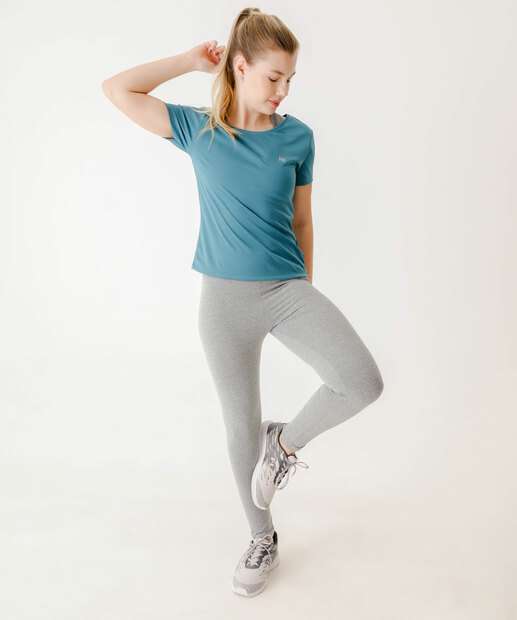 Blusa Feminina Fitness Básica Marisa Azul