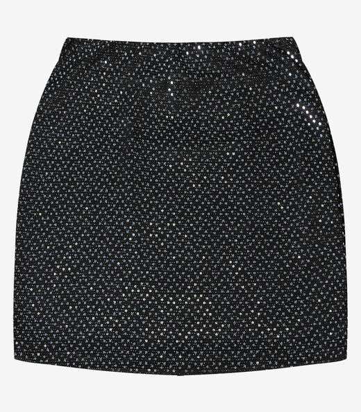 Saia Lantejoula Feminina Minty Preto