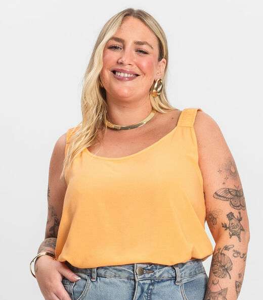 Regata Feminina Plus Size Infinita Cor Laranja