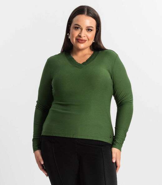 Image_Blusa Plus Size Manga Longa Feminina Secret Glam Verde