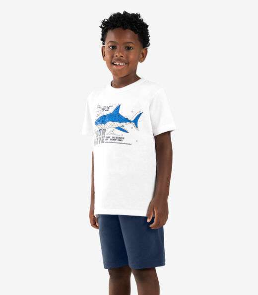 Conjunto Infantil Camiseta Com Bermuda Rovi kids Branco