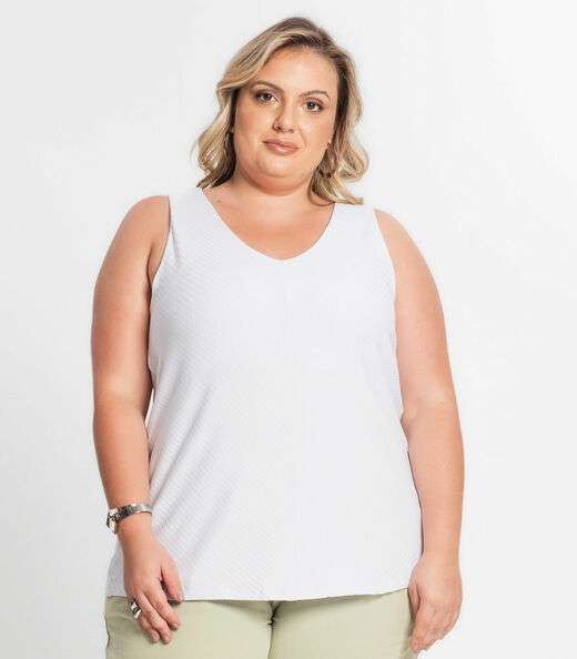 Regata Feminina Plus Size Secret Glam Branco