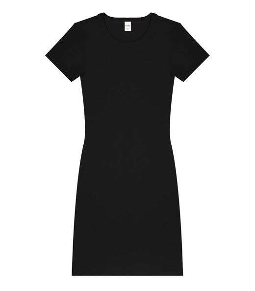 Vestido Acinturado Em Ribana Canelada Rovitex Preto