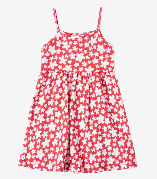 Vestido Infantil Estampado de Alcinha Bju Kids Vermelho