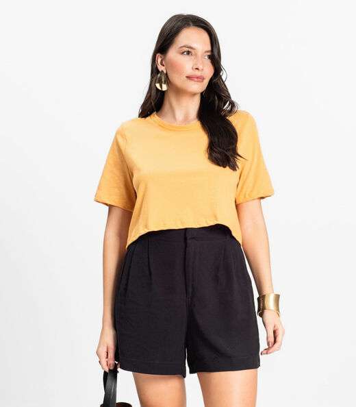 Blusa Cropped Lisa Select Amarelo