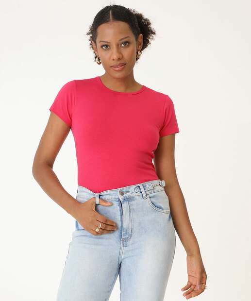 Image_Blusa Feminina Básica Cotton Manga Curta Marisa