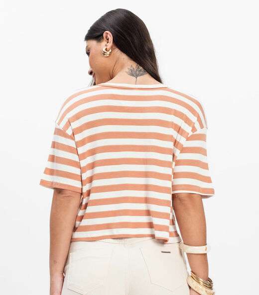 T- Shirt Feminina Canelada Infinita Cor Marrom