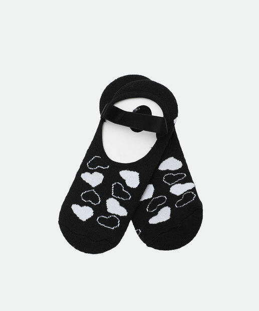 Image_Meia Sapatilha Feminina Antiderrapante Corações Marisa Preto