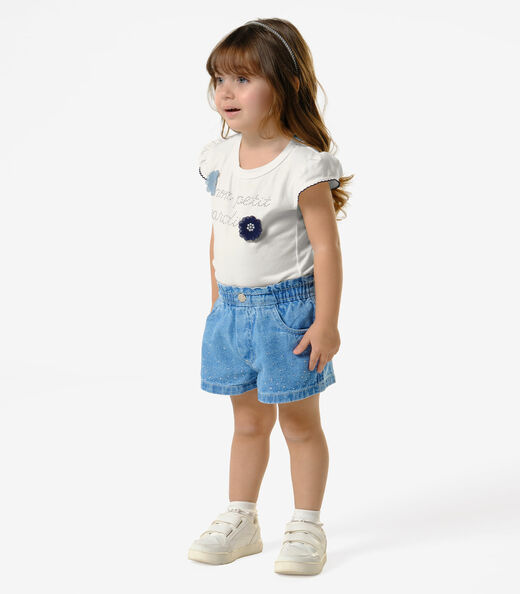 Shorts Jeans Infantil Menina Trick Nick Azul