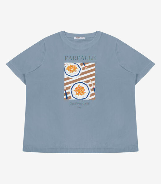 Image_T-Shirt Feminina Com Estampa Secret Glam Azul