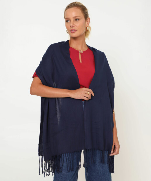 Cachecol Feminino Liso Marisa Azul