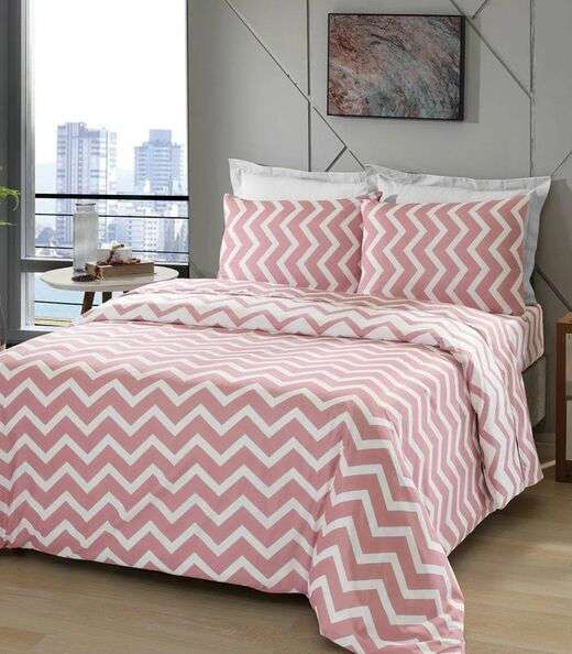 Image_Jogo De Cama Chevron solteiro Lar E Lazer Rosa