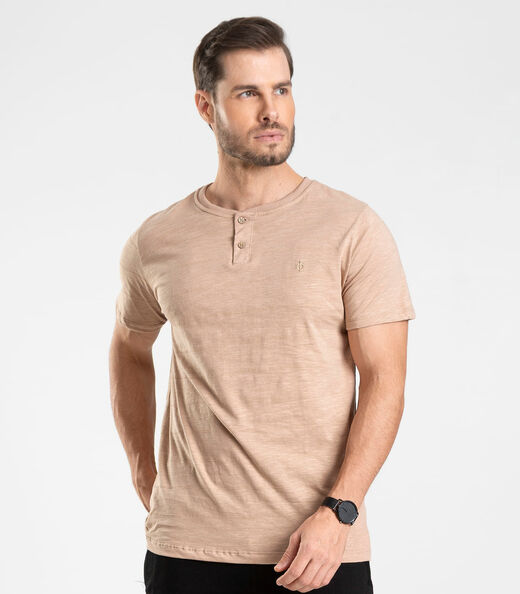 Camiseta Meia Malha Flamê Masculina Diametro Marrom