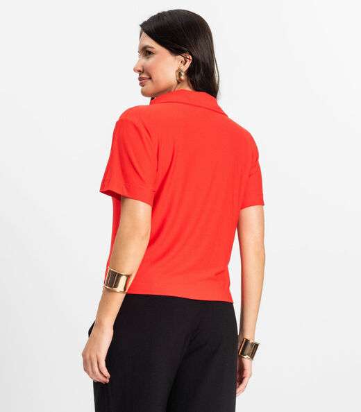 Blusa Feminina Manga Curta em Visco Rovitex Laranja