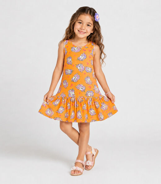 Vestido Infantil Feminino Select Laranja
