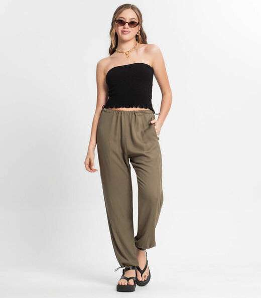 Calça Juvenil Feminina Em Sarja Minty Verde