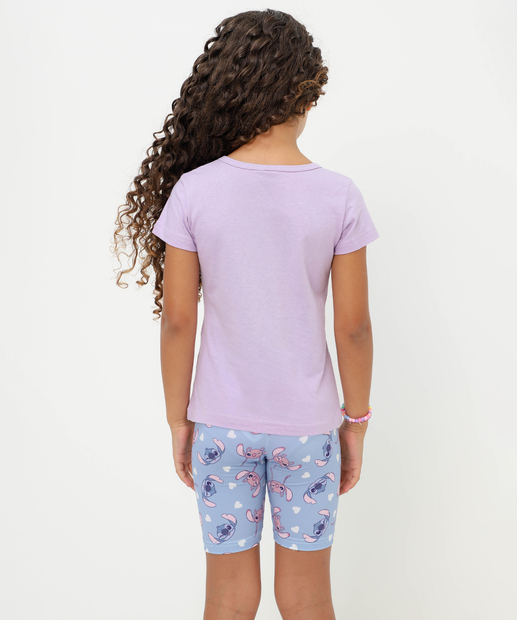 Conjunto Infantil Stitch E Angel Disney Tam 4 a 10 Lilás