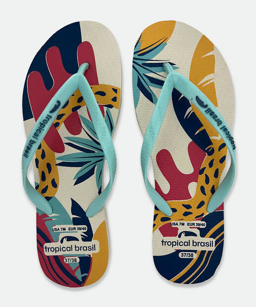 Chinelo Feminino Estampado Tropical Brasil